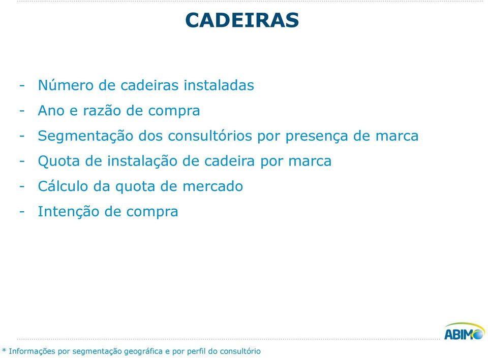 presença de marca - Quota de instalação de cadeira