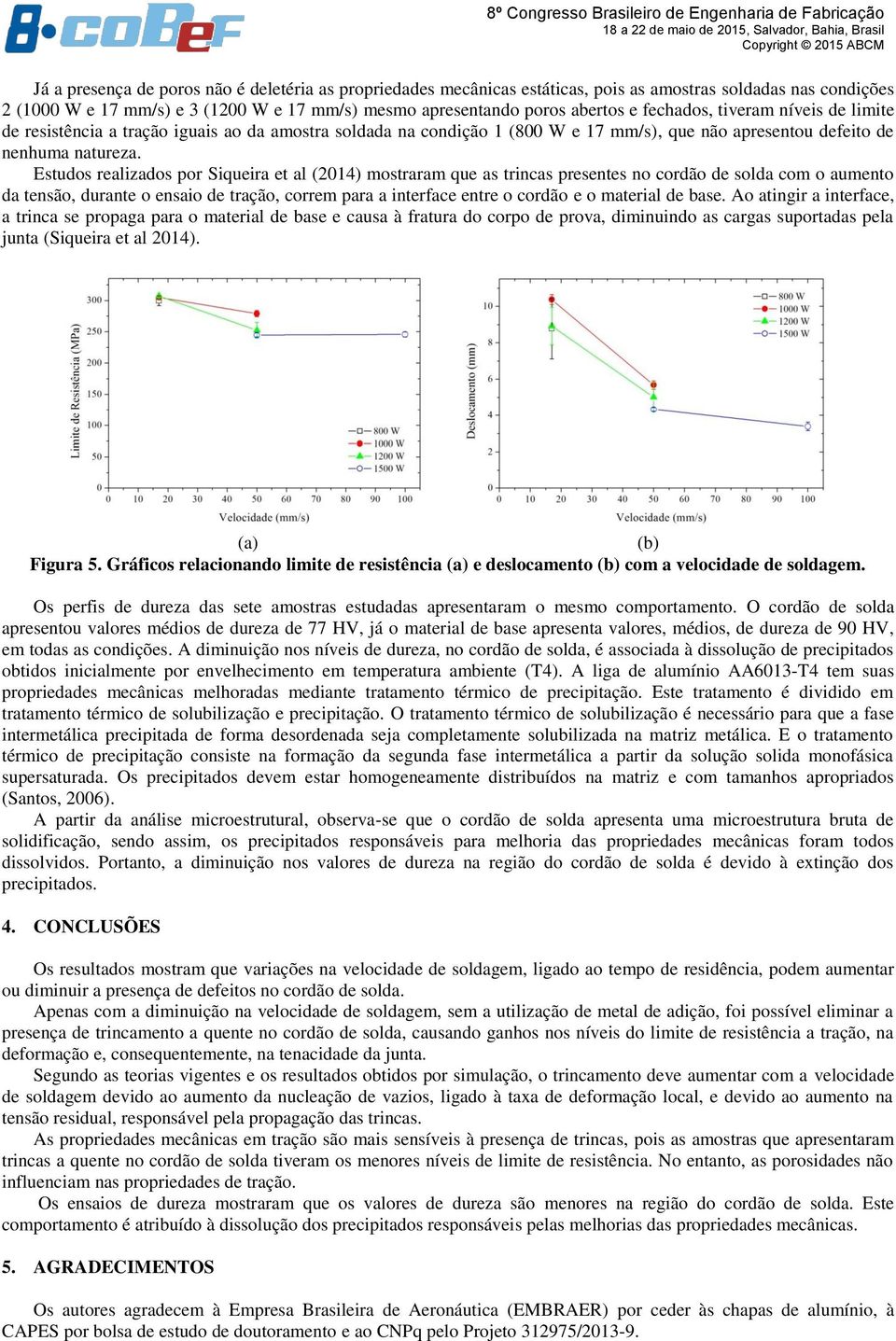 Estudos realizados por Siqueira et al (2014) mostraram que as trincas presentes no cordão de solda com o aumento da tensão, durante o ensaio de tração, correm para a interface entre o cordão e o