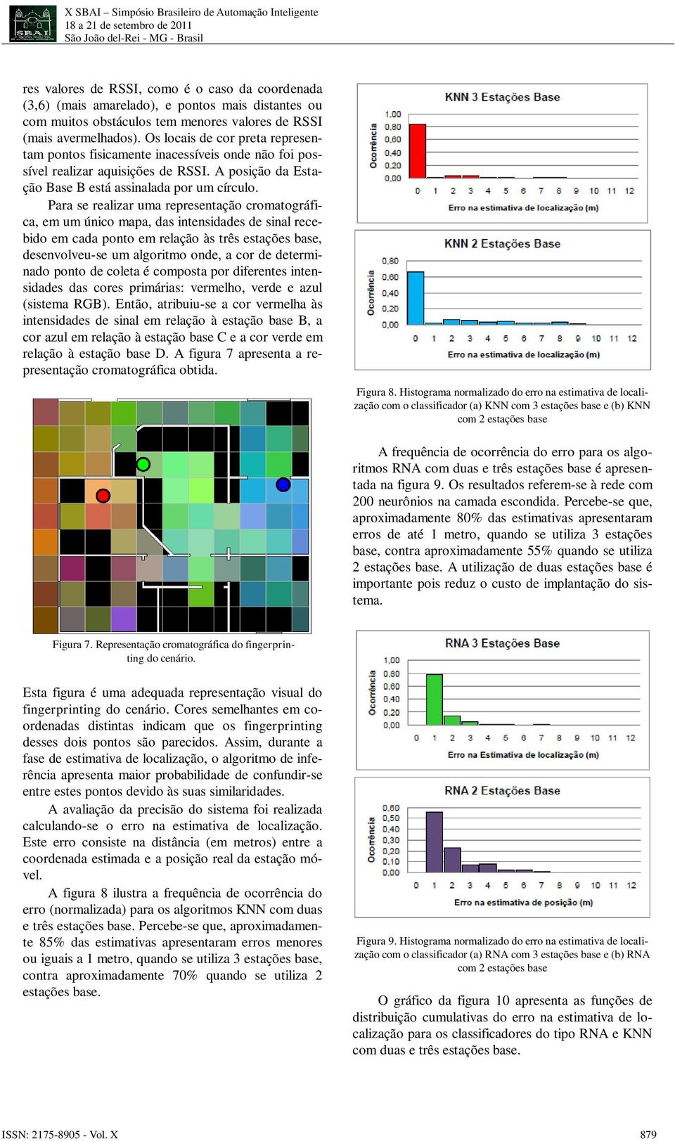 Para se realizar uma representação cromatográfica, em um único mapa, das intensidades de sinal recebido em cada ponto em relação às três estações base, desenvolveu-se um algoritmo onde, a cor de