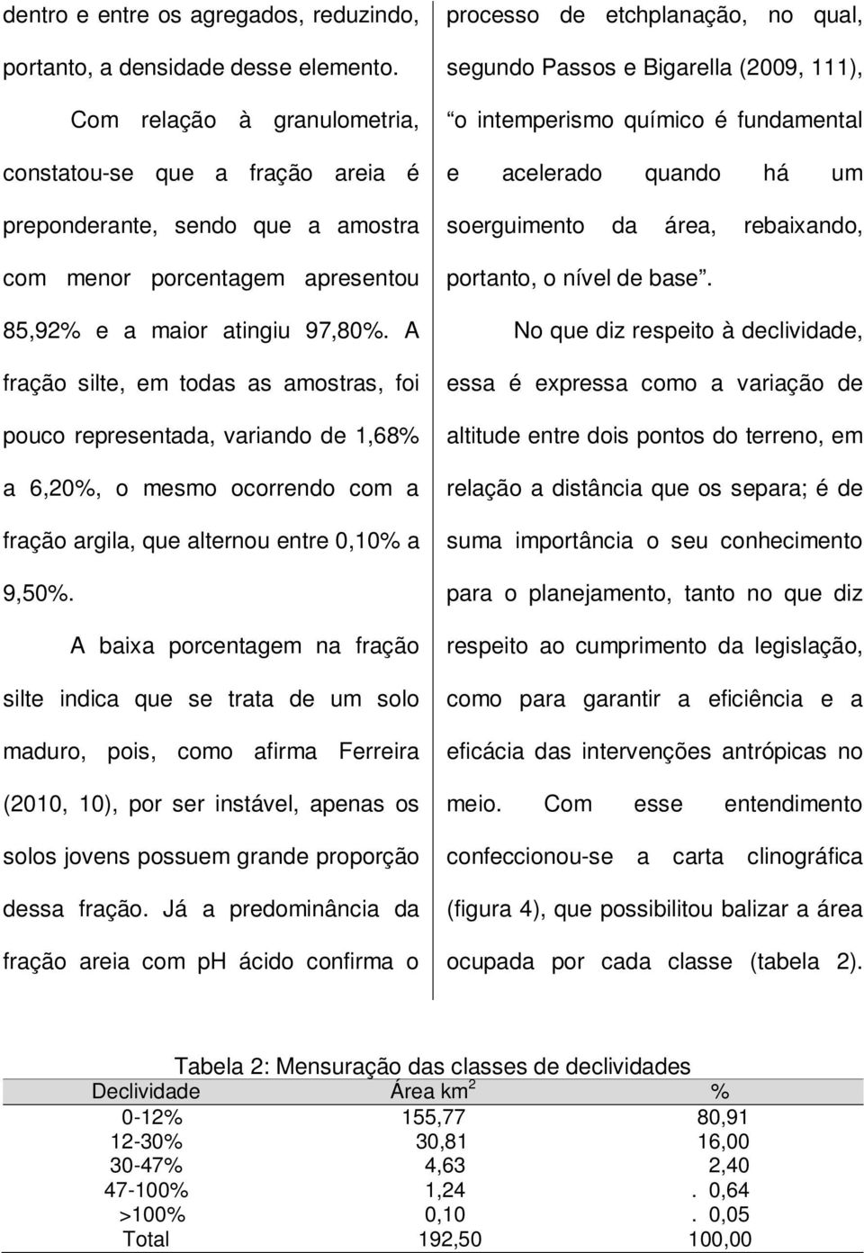 A fração silte, em todas as amostras, foi pouco representada, variando de 1,68% a 6,20%, o mesmo ocorrendo com a fração argila, que alternou entre 0,10% a 9,50%.