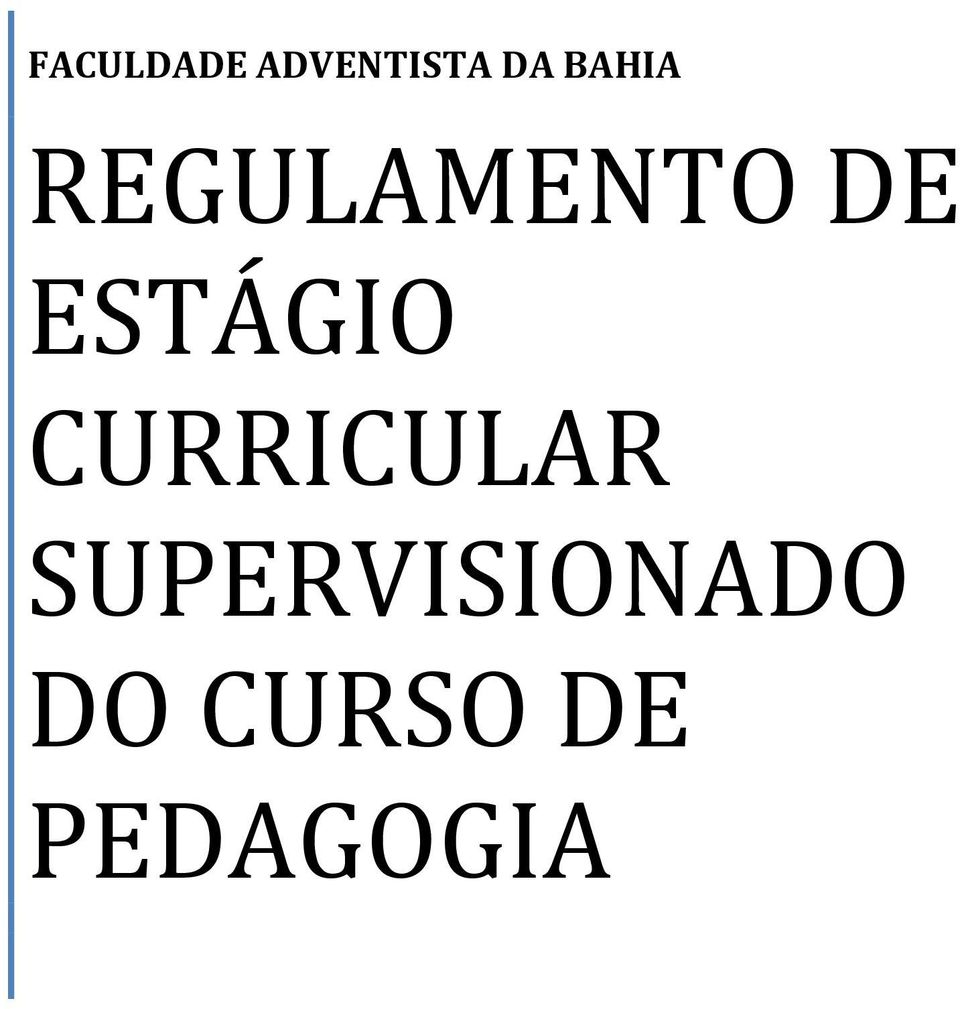 ESTÁGIO CURRICULAR