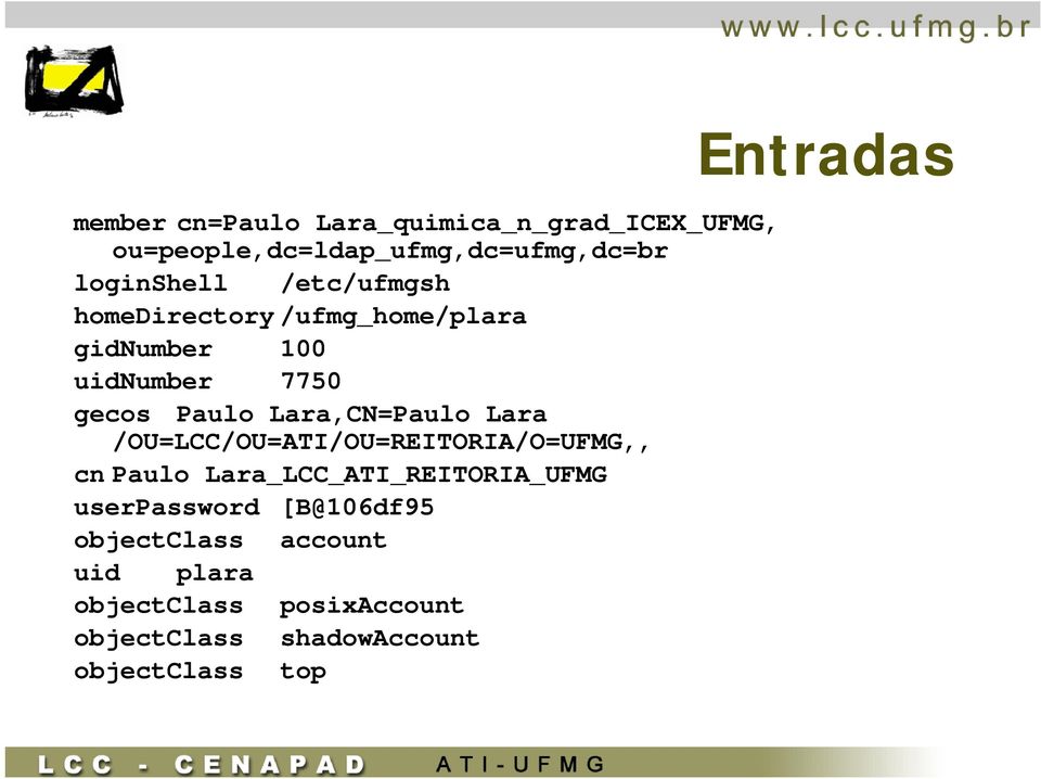 Lara /OU=LCC/OU=ATI/OU=REITORIA/O=UFMG,, cn Paulo Lara_LCC_ATI_REITORIA_UFMG userpassword