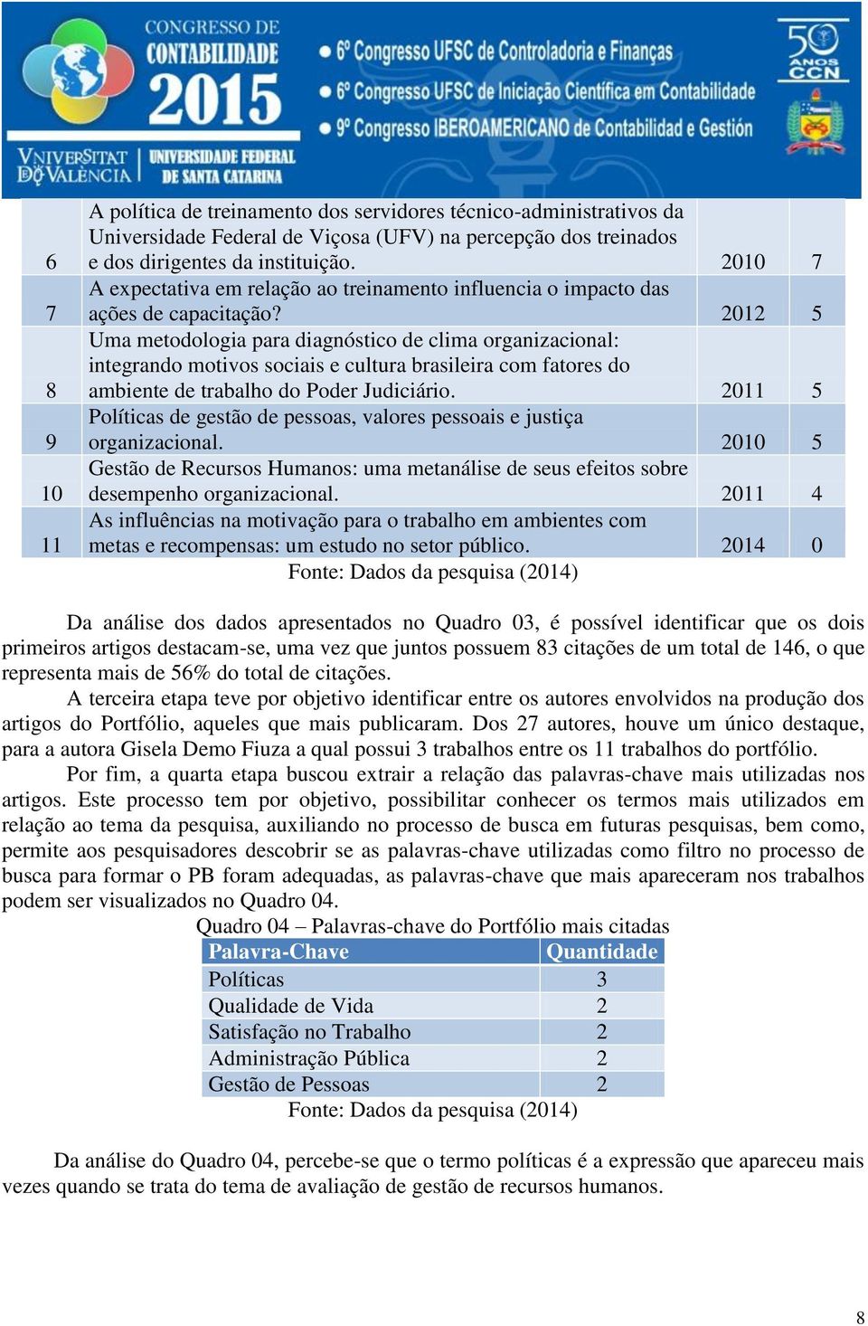 2012 5 Uma metodologia para diagnóstico de clima organizacional: integrando motivos sociais e cultura brasileira com fatores do ambiente de trabalho do Poder Judiciário.