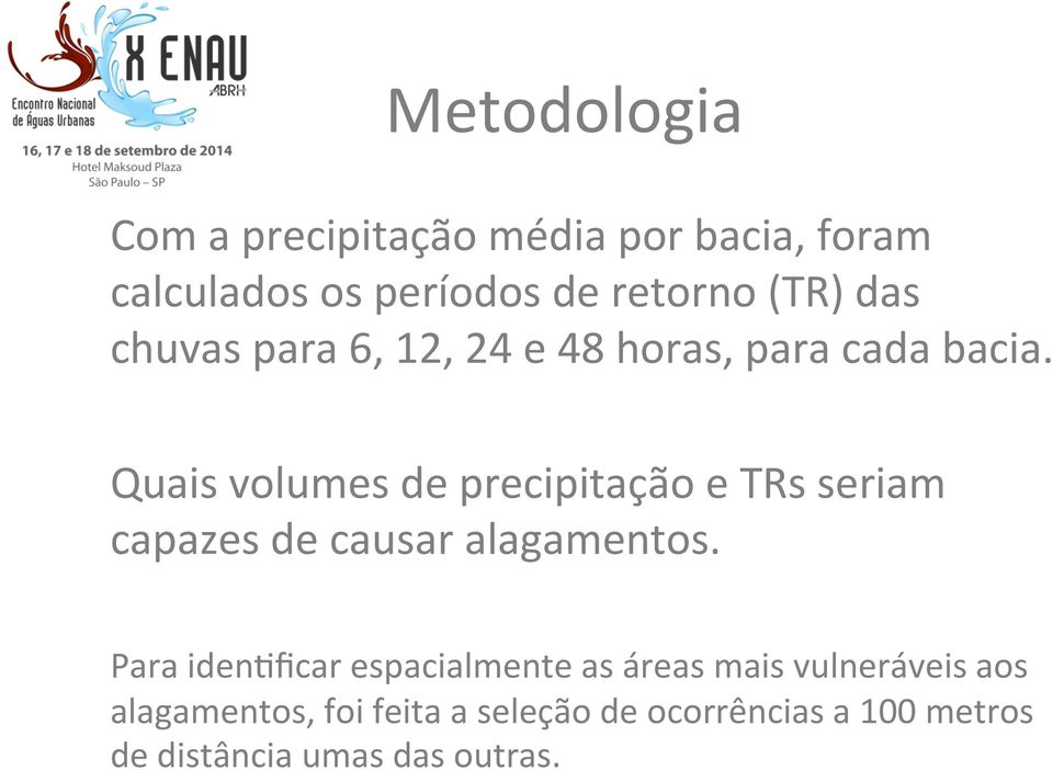 Quais volumes de precipitação e TRs seriam capazes de causar alagamentos.