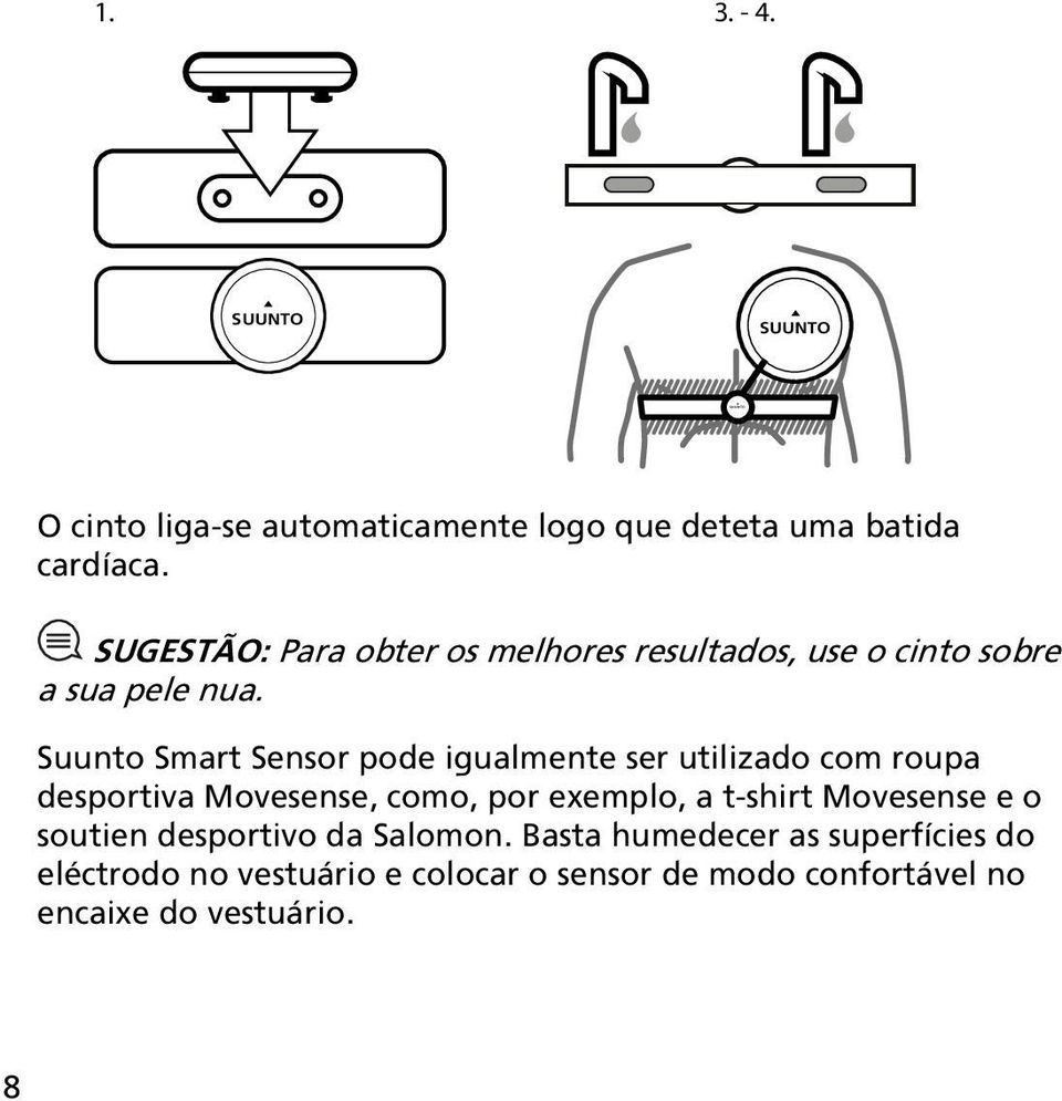 Suunto Smart Sensor pode igualmente ser utilizado com roupa desportiva Movesense, como, por exemplo, a t-shirt