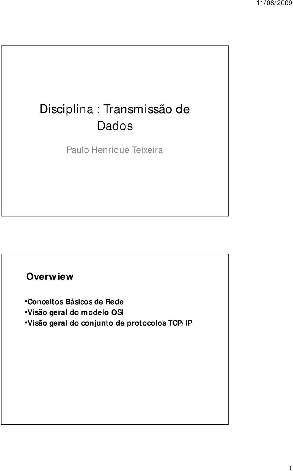 Básicos de Rede Visão geral do modelo OSI