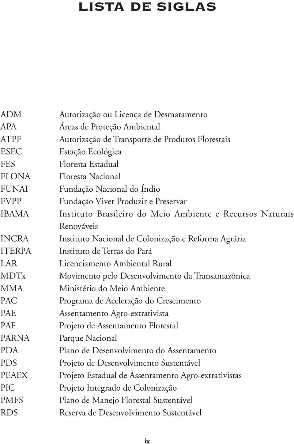 Ambiente e Recursos Naturais Renováveis Instituto Nacional de Colonização e Reforma Agrária Instituto de Terras do Pará Licenciamento Ambiental Rural Movimento pelo Desenvolvimento da Transamazônica