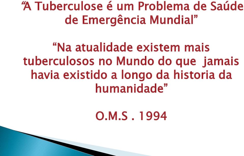 tuberculosos no Mundo do que jamais havia