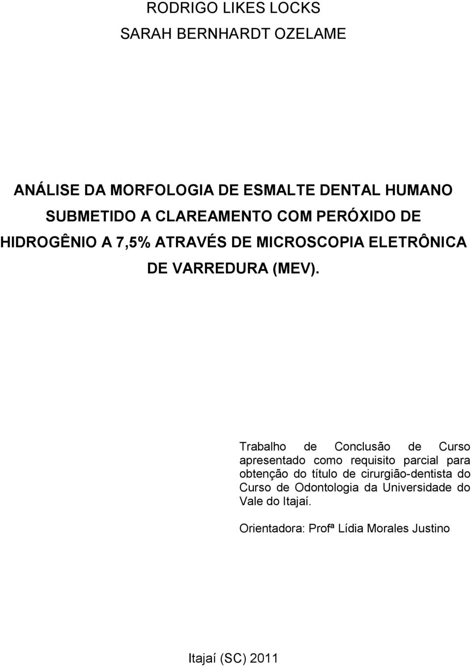 Trabalho de Conclusão de Curso apresentado como requisito parcial para obtenção do título de