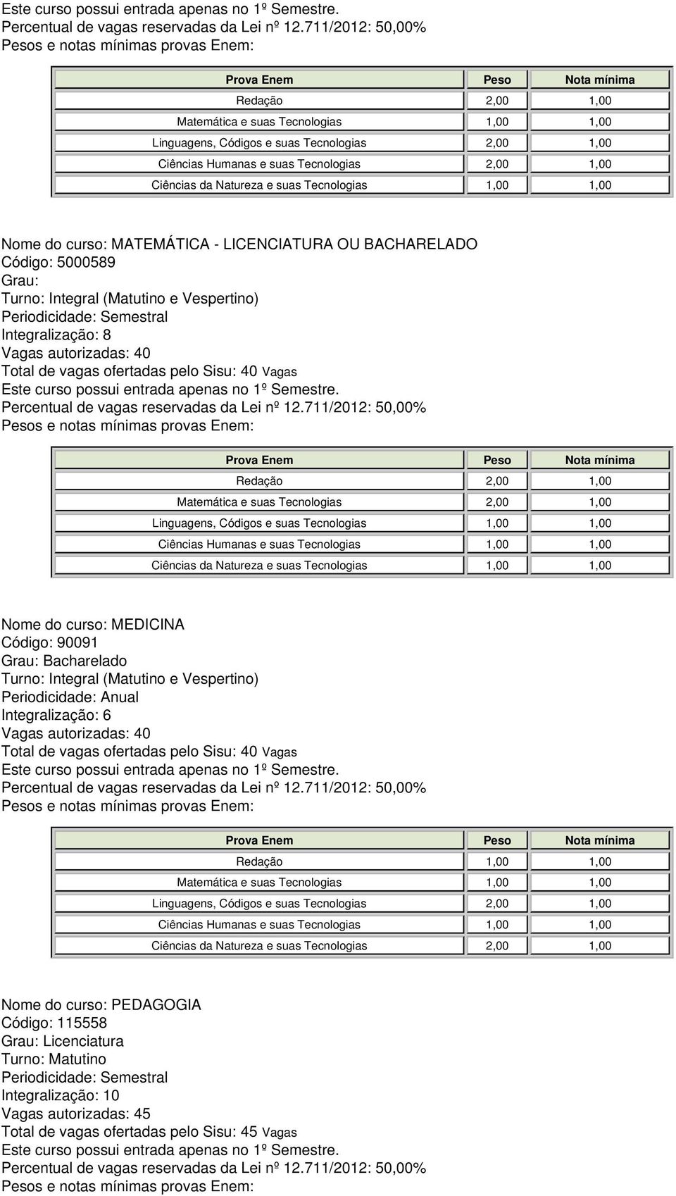 90091 Periodicidade: Anual Integralização: 6 Nome do curso: PEDAGOGIA Código: