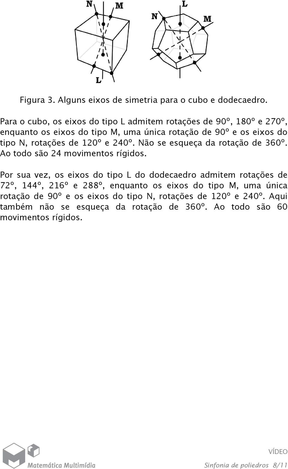 rotações de 120º e 240º. Não se esqueça da rotação de 360º. Ao todo são 24 movimentos rígidos.