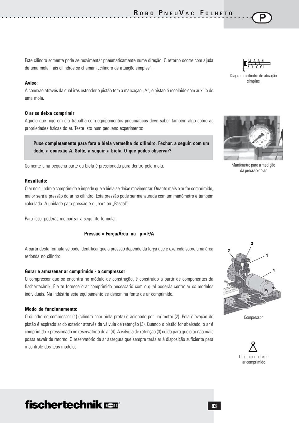 Diagrama cilindro de atuação simples O ar se deixa comprimir Aquele que hoje em dia trabalha com equipamentos pneumáticos deve saber também algo sobre as propriedades físicas do ar.