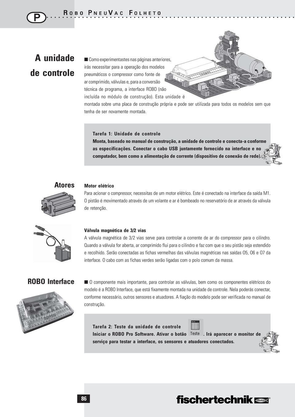 Esta unidade é montada sobre uma placa de construção própria e pode ser utilizada para todos os modelos sem que tenha de ser novamente montada.