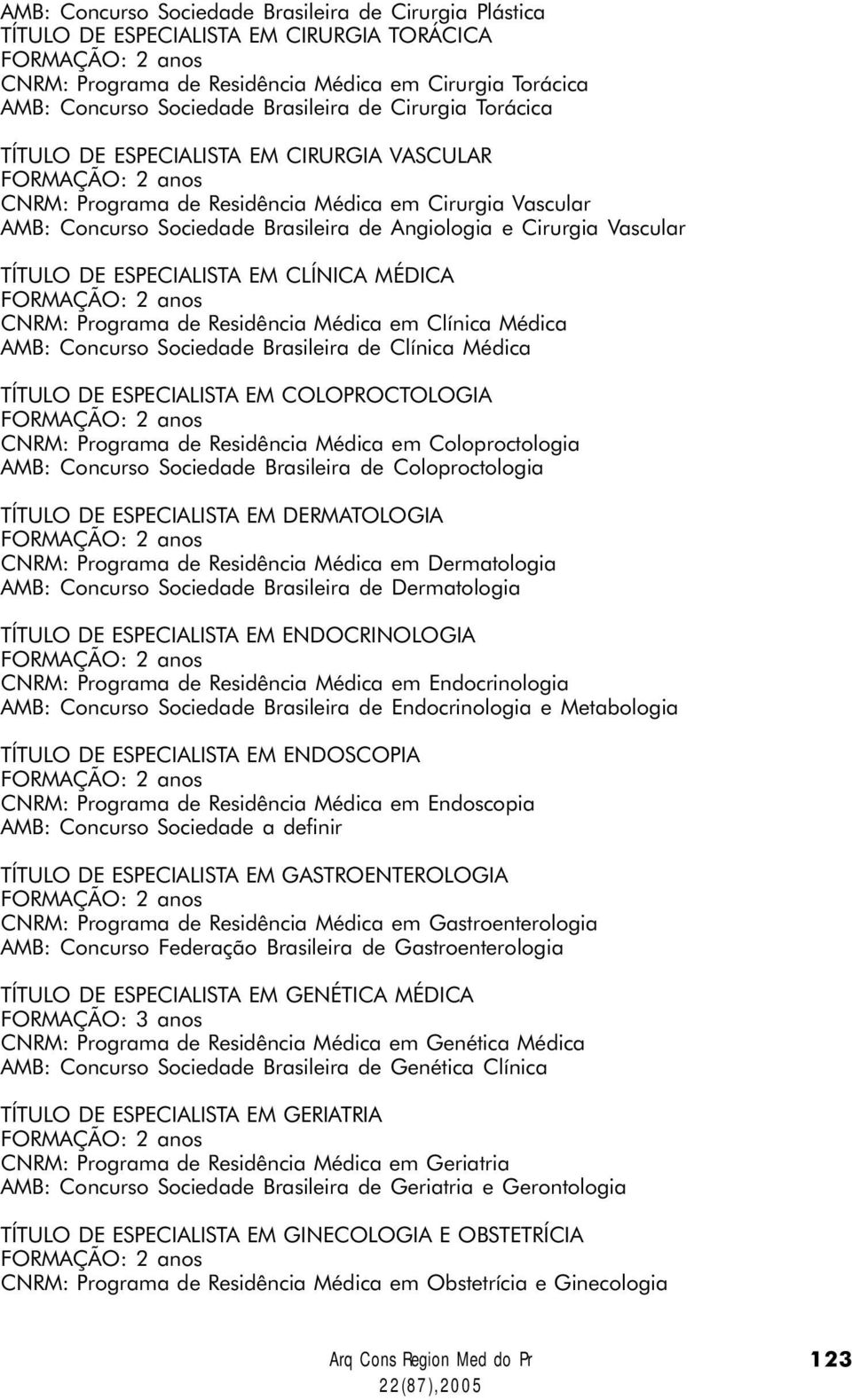 ESPECIALISTA EM CLÍNICA MÉDICA CNRM: Programa de Residência Médica em Clínica Médica AMB: Concurso Sociedade Brasileira de Clínica Médica TÍTULO DE ESPECIALISTA EM COLOPROCTOLOGIA CNRM: Programa de