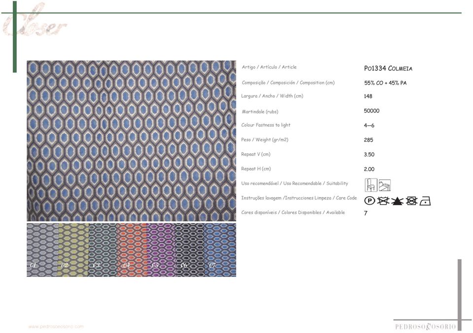 Peso / Weight (gr/m2) 285 3.50 Repeat H (cm) 2.