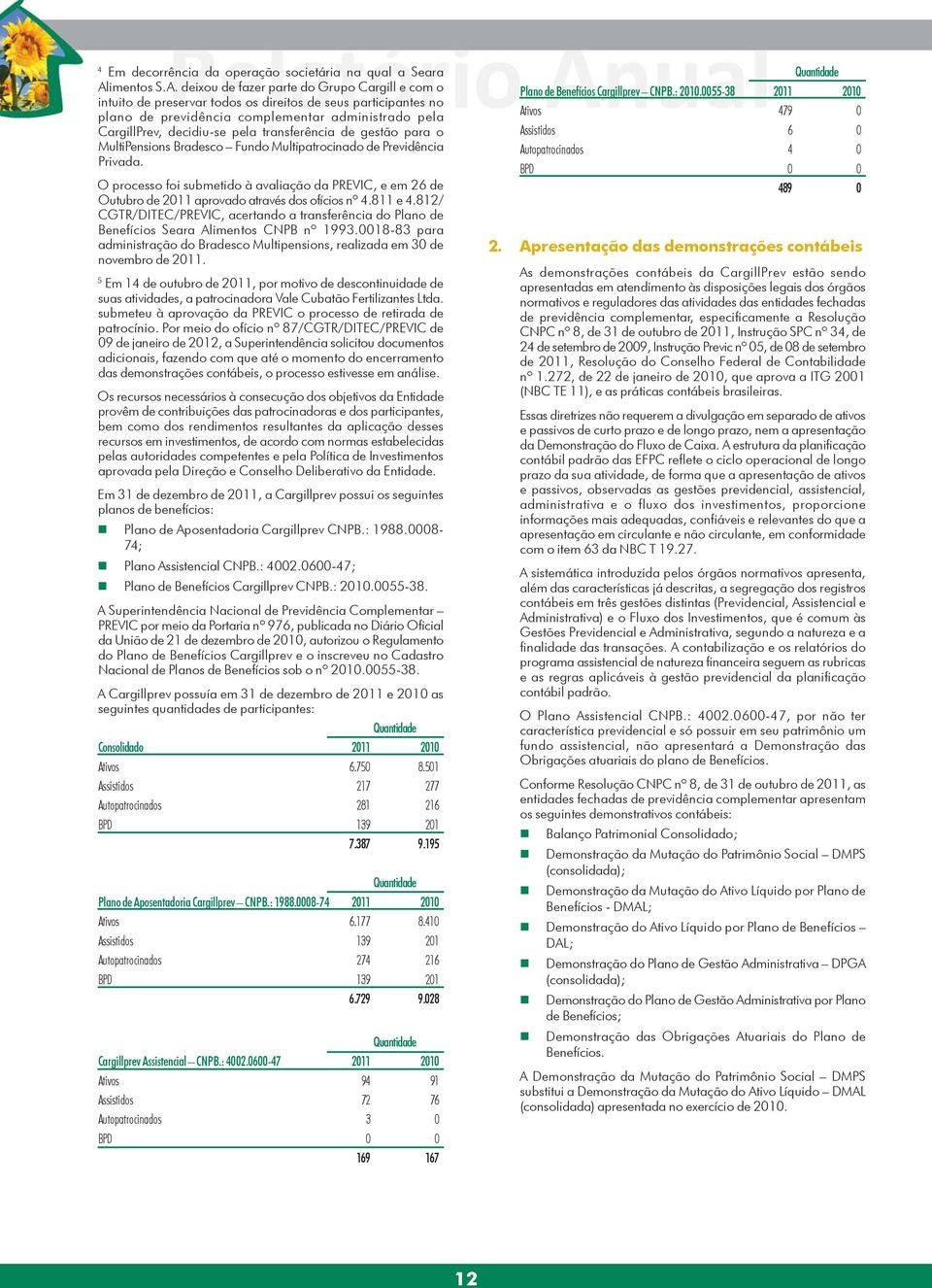 deixou de fazer parte do Grupo Cargill e com o intuito de preservar todos os direitos de seus participantes no plano de previdência complementar administrado pela CargillPrev, decidiu-se pela