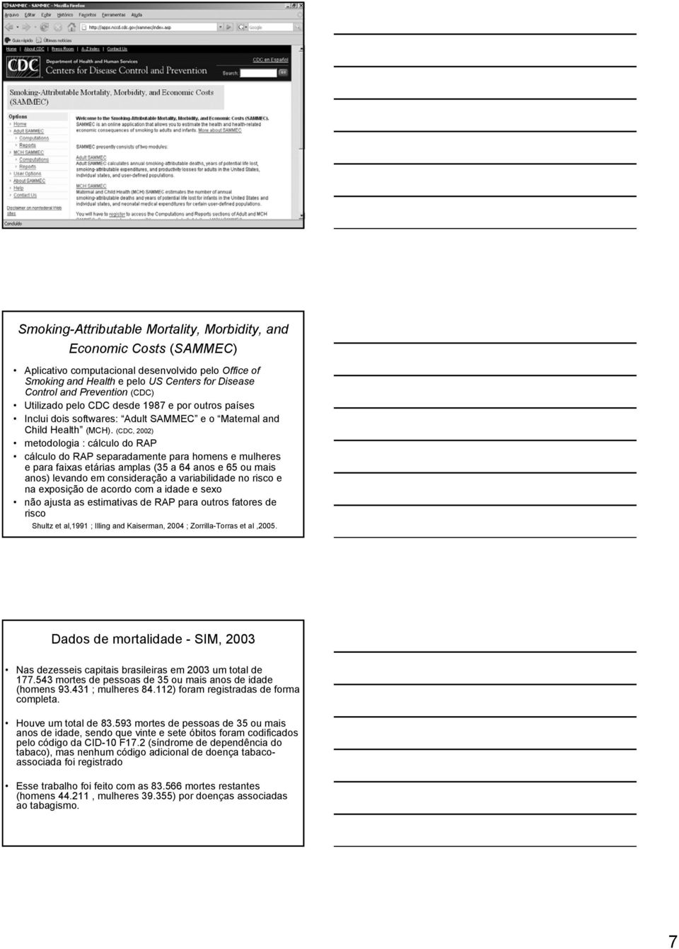 (CDC, 2002) metodologia : cálculo do RAP cálculo do RAP separadamente para homens e mulheres e para faixas etárias amplas (35 a 64 anos e 65 ou mais anos) levando em consideração a variabilidade no