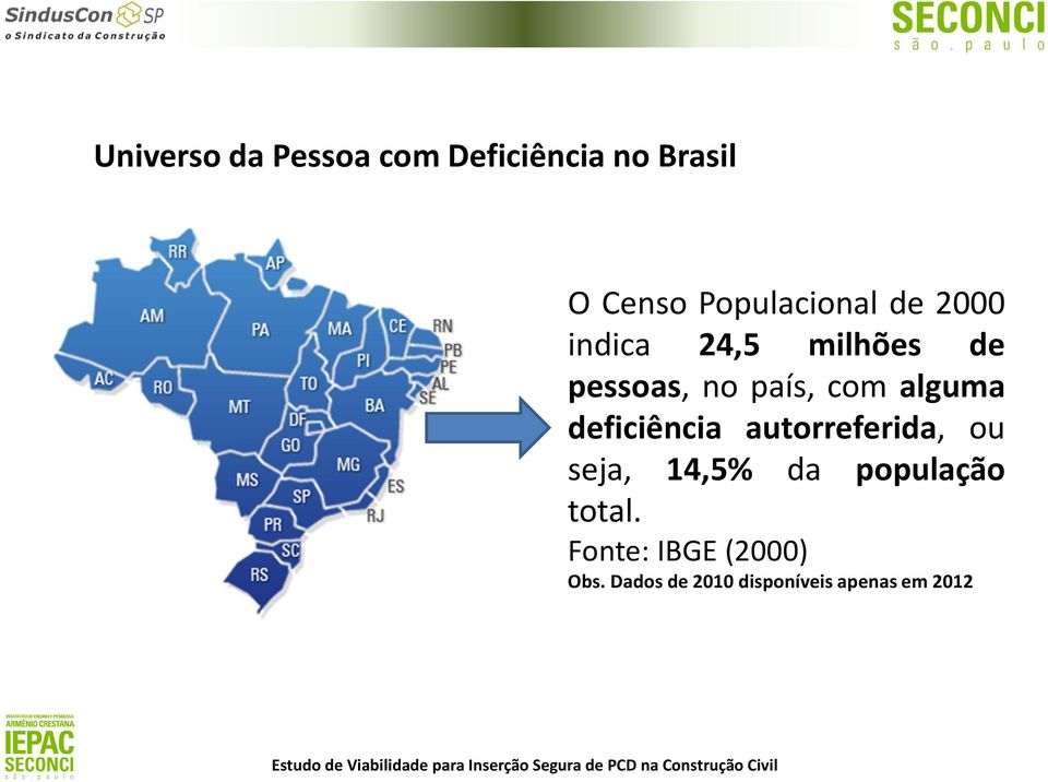 com alguma deficiência autorreferida, ou seja, 14,5% da