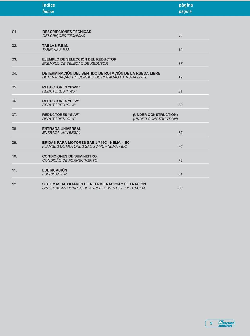 REDUCTORES SLW (UNDER CONSTRUCTION) REDUTORES SLW (UNDER CONSTRUCTION) 08. ENTRADA UNIVERSAL ENTRADA UNIVERSAL 75 09.