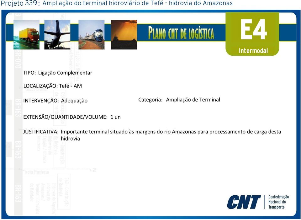 Categoria: Ampliação de Terminal JUSTIFICATIVA: Importante terminal