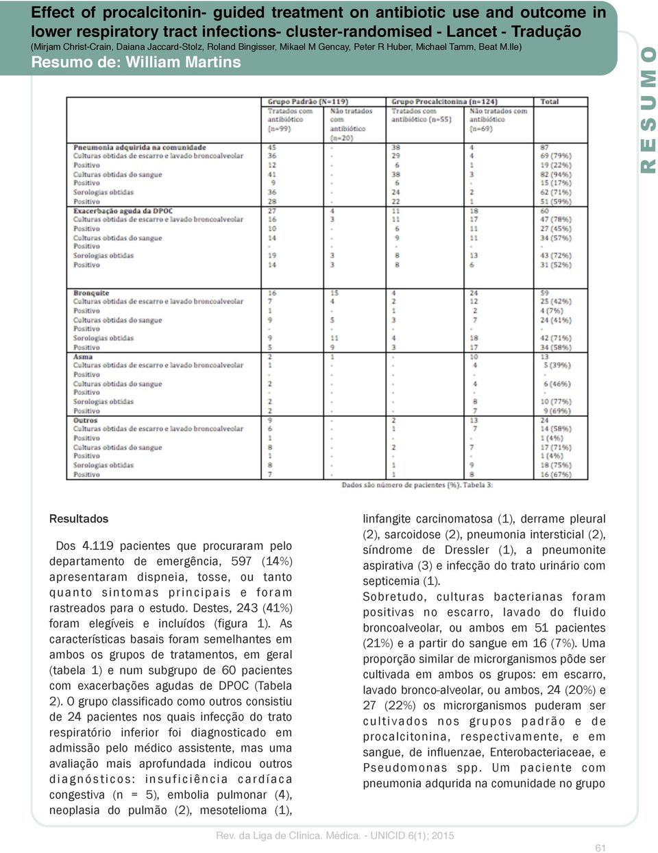 As características basais foram semelhantes em ambos os grupos de tratamentos, em geral (tabela 1) e num subgrupo de 60 pacientes com exacerbações agudas de DPOC (Tabela 2).