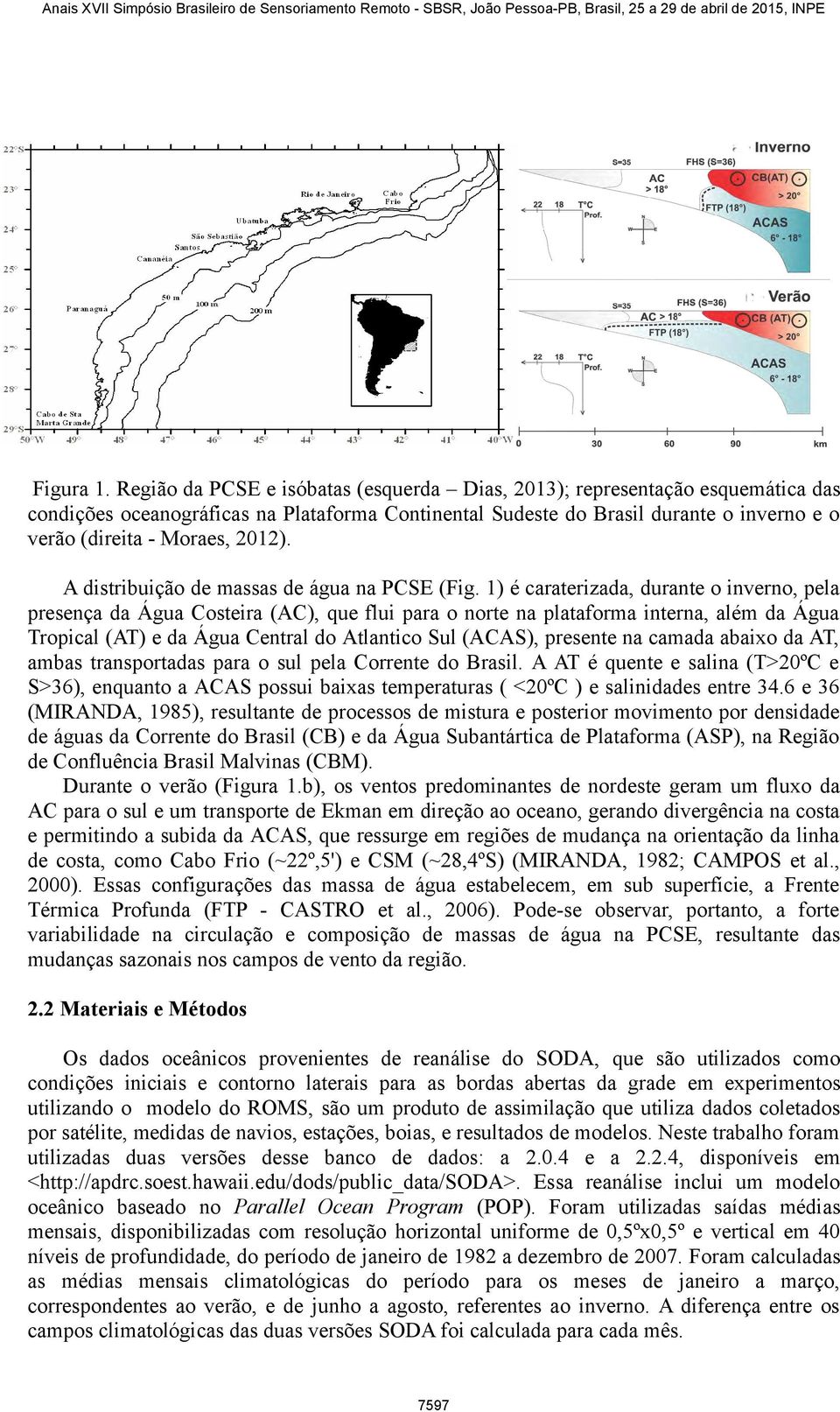 2012). A distribuição de massas de água na PCSE (Fig.