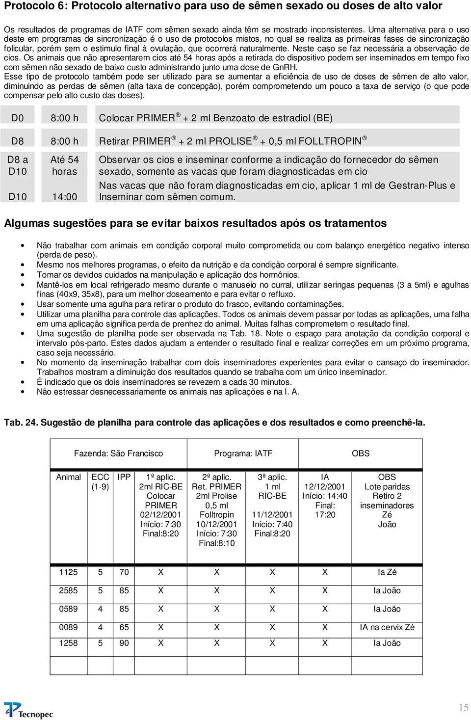 que ocorrerá naturalmente. Neste caso se faz necessária a observação de cios.