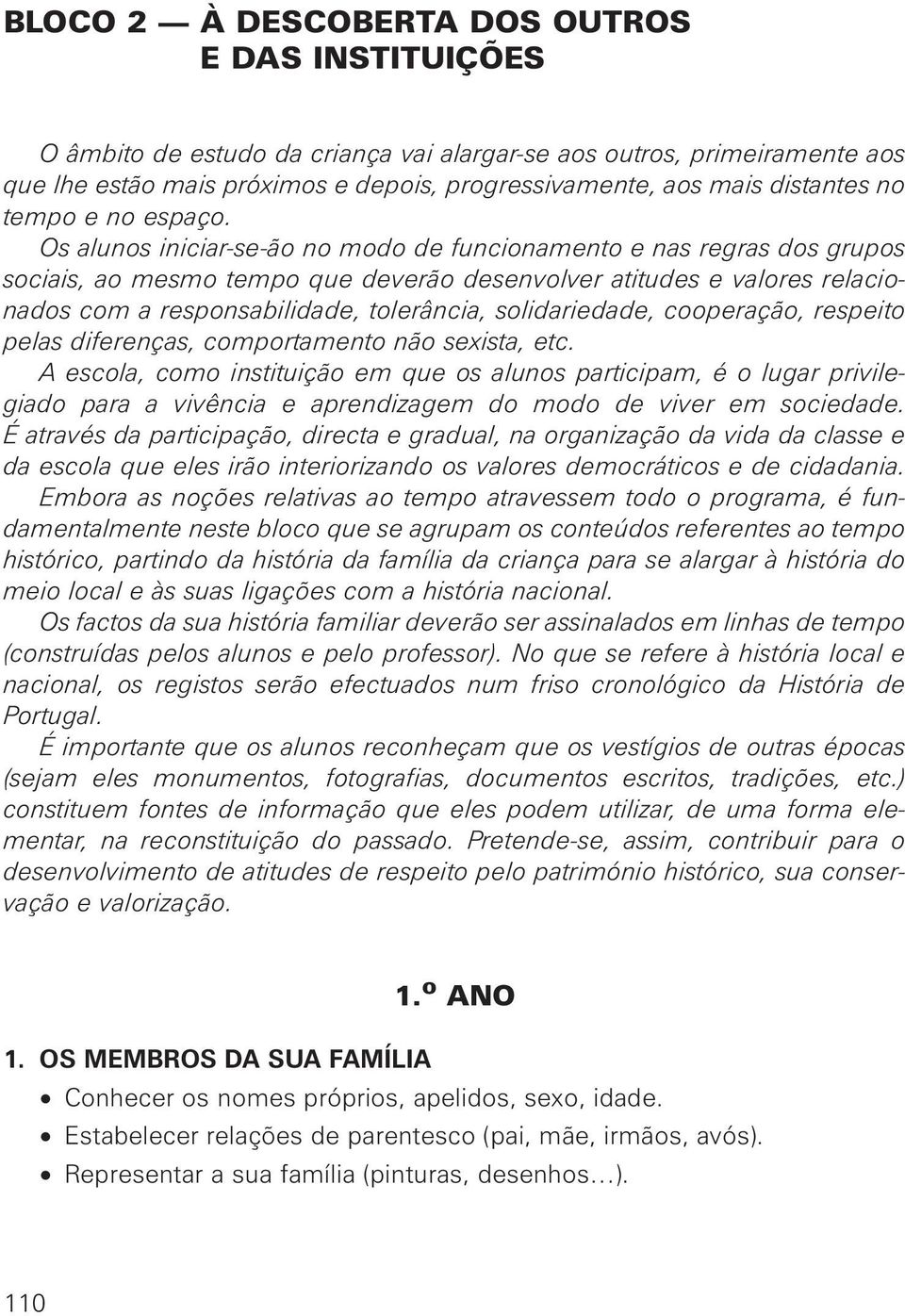 Os alunos iniciar-se-ão no modo de funcionamento e nas regras dos grupos sociais, ao mesmo tempo que deverão desenvolver atitudes e valores relacionados com a responsabilidade, tolerância,