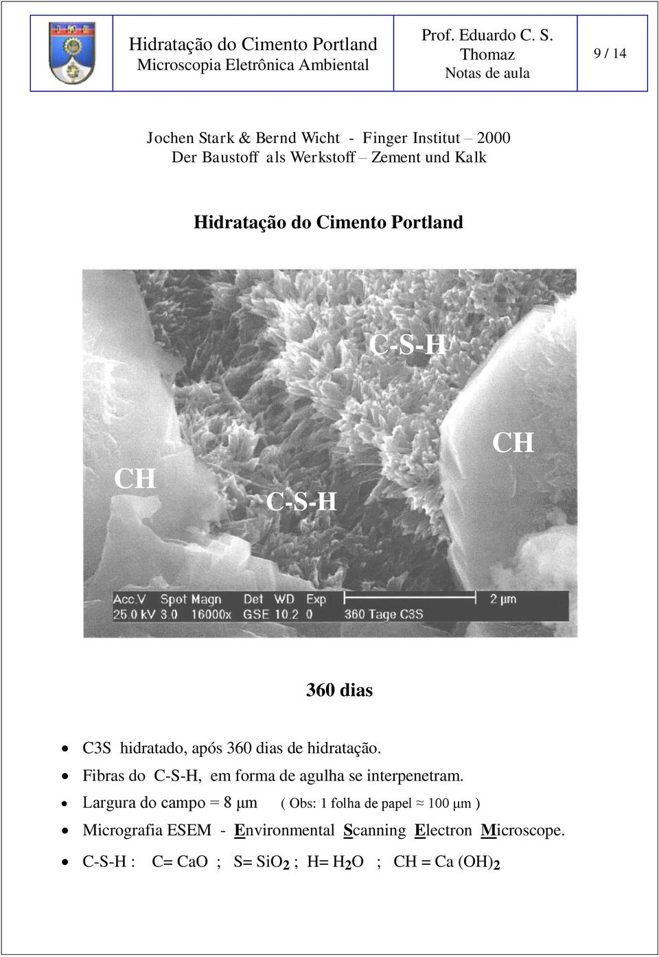 Largura do campo = 8 μm ( Obs: 1 folha de papel 100 μm ) Micrografia ESEM -