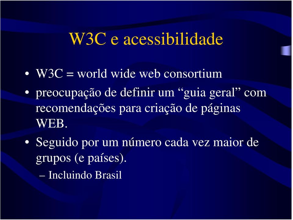 recomendações para criação de páginas WEB.