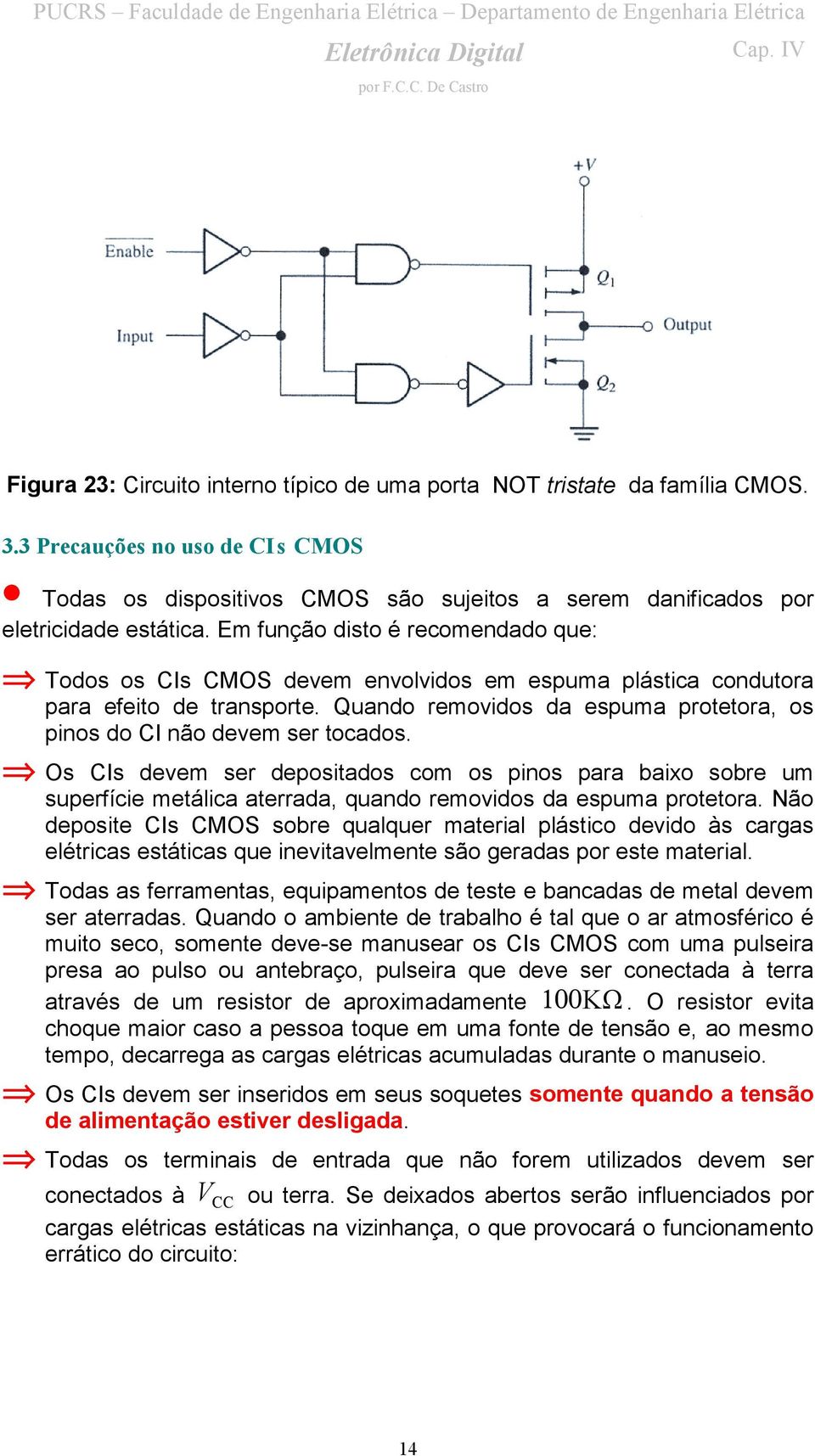 Quando removidos da espuma protetora, os pinos do CI não devem ser tocados.