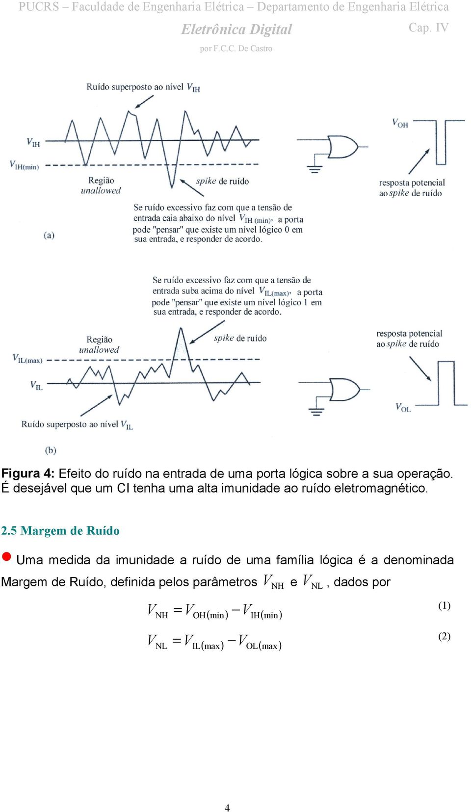 5 Margem de Ruído Uma medida da imunidade a ruído de uma família lógica é a denominada