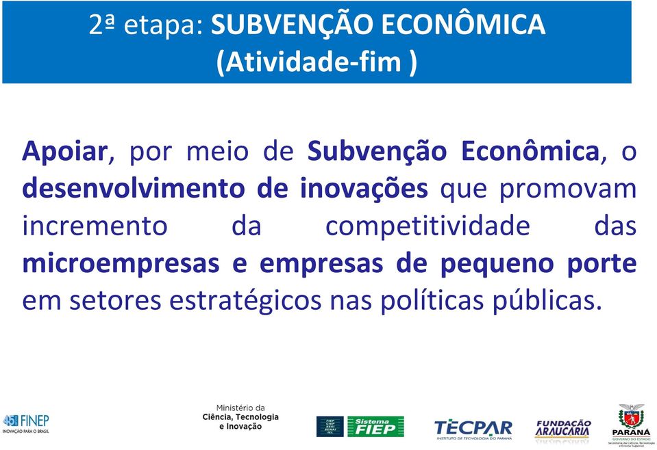 promovam incremento da competitividade das microempresas e