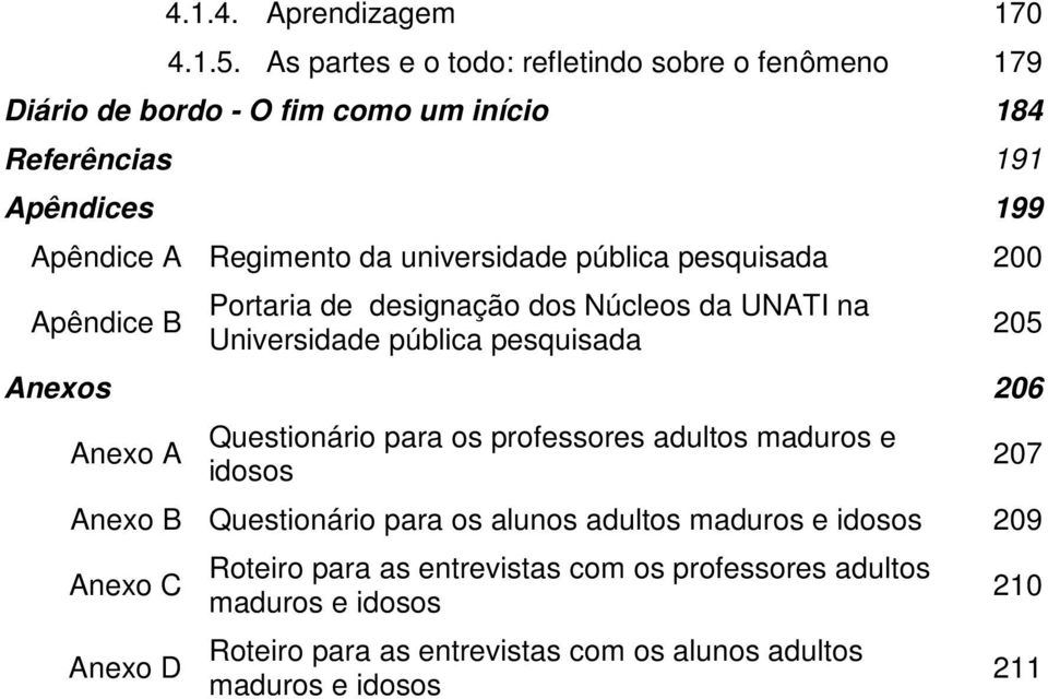 universidade pública pesquisada 200 Apêndice B Portaria de designação dos Núcleos da UNATI na Universidade pública pesquisada Anexos 206 Anexo A