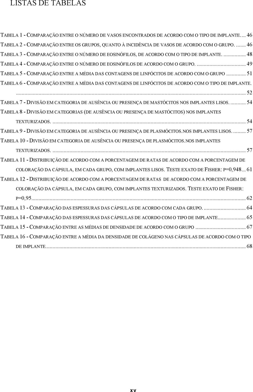 ... 48 TABELA 4 - COMPARAÇÃO ENTRE O NÚMERO DE EOSINÓFILOS DE ACORDO COM O GRUPO.... 49 TABELA 5 - COMPARAÇÃO ENTRE A MÉDIA DAS CONTAGENS DE LINFÓCITOS DE ACORDO COM O GRUPO.