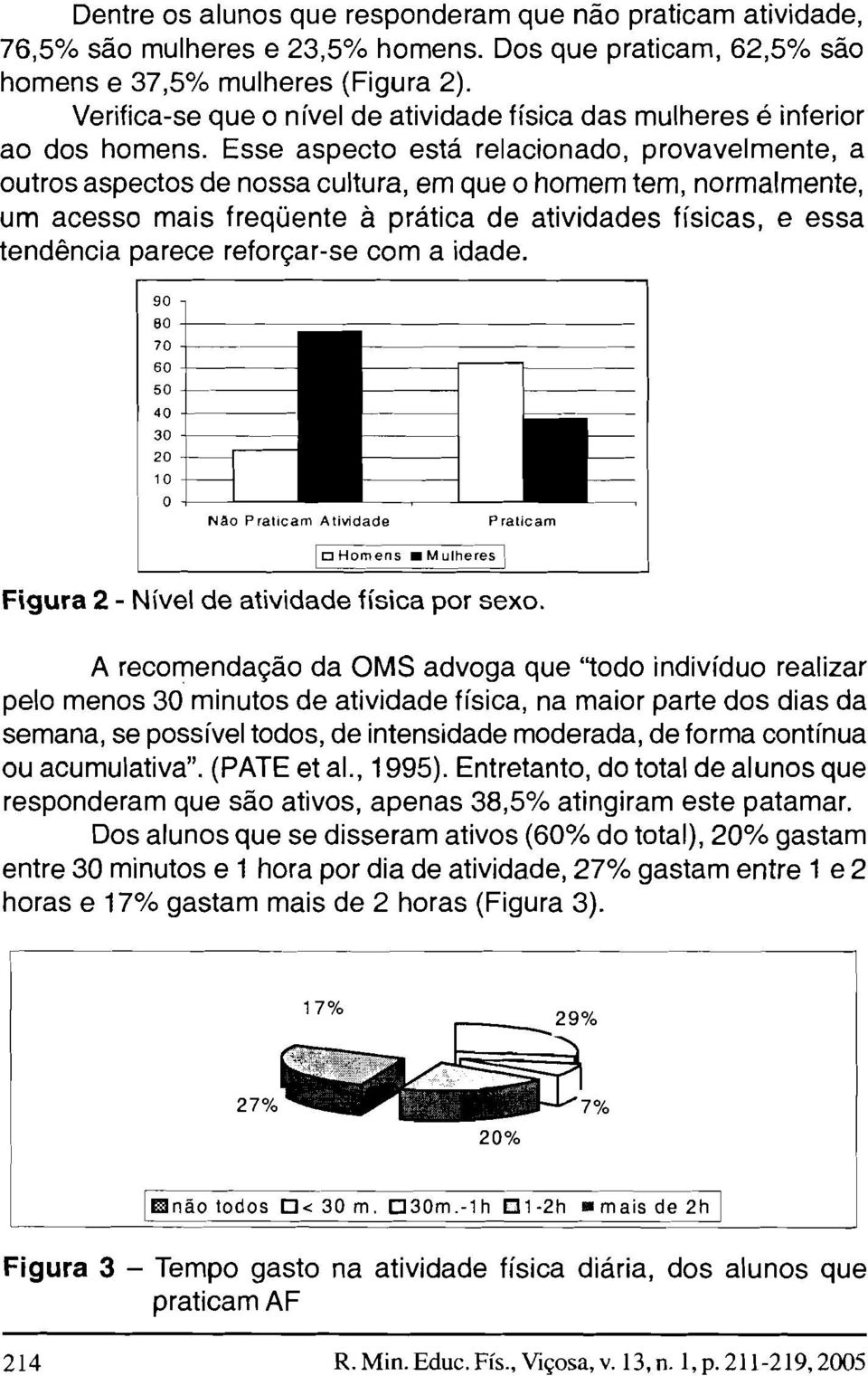 Esse aspecto está relacionado, provavelmente, a outros aspectos de nossa cultura, em que o homem tem, normalmente, um acesso mais frequente a prática de atividades físicas, e essa tendência parece