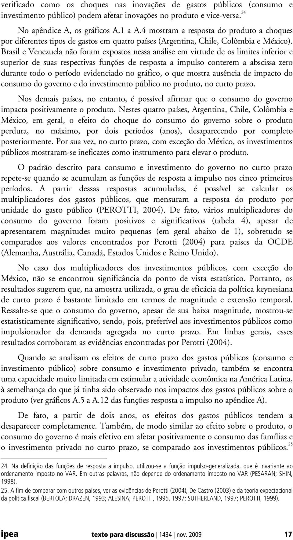 Brasil e Venezuela não foram expostos nessa análise em virtude de os limites inferior e superior de suas respectivas funções de resposta a impulso conterem a abscissa zero durante todo o período