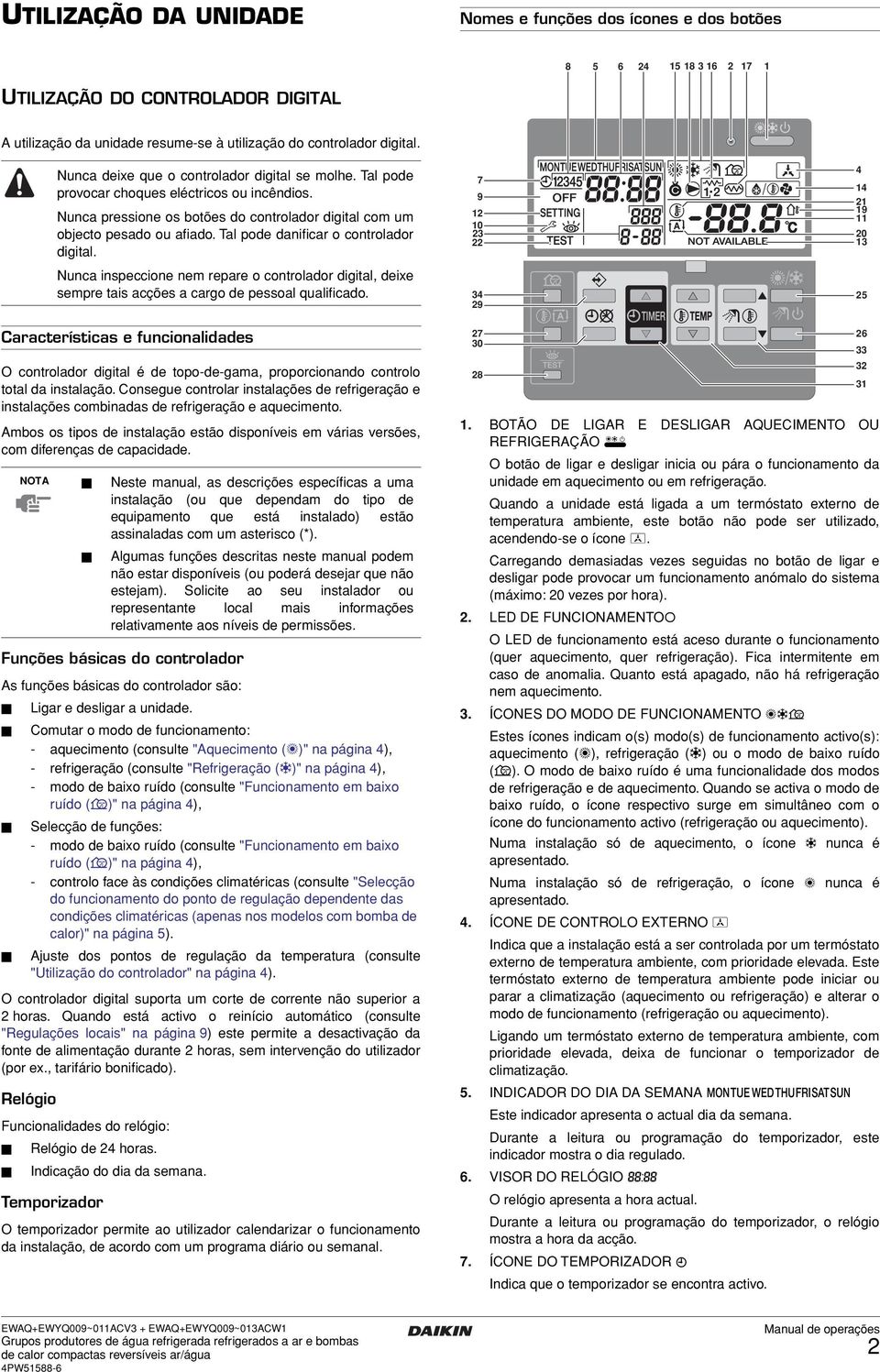 Consegue controlar instalações de refrigeração e instalações combinadas de refrigeração e aquecimento. Ambos os tipos de instalação estão disponíveis em várias versões, com diferenças de capacidade.