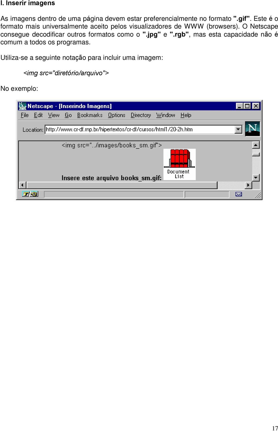 O Netscape consegue decodificar outros formatos como o ".jpg" e ".