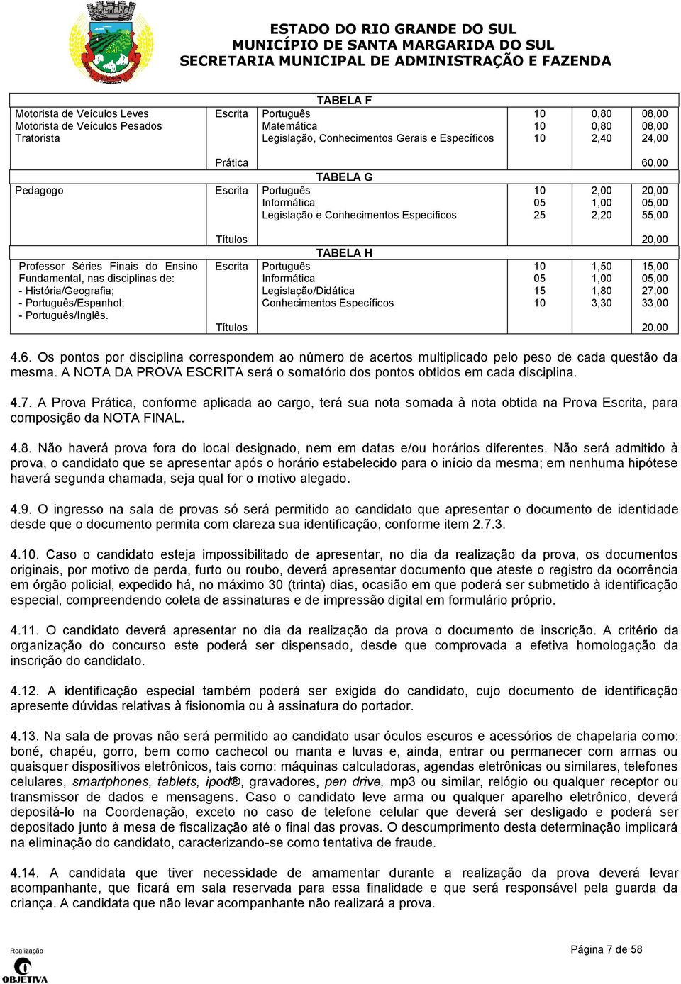 disciplinas de: - História/Geografia; - Português/Espanhol; - Português/Inglês.