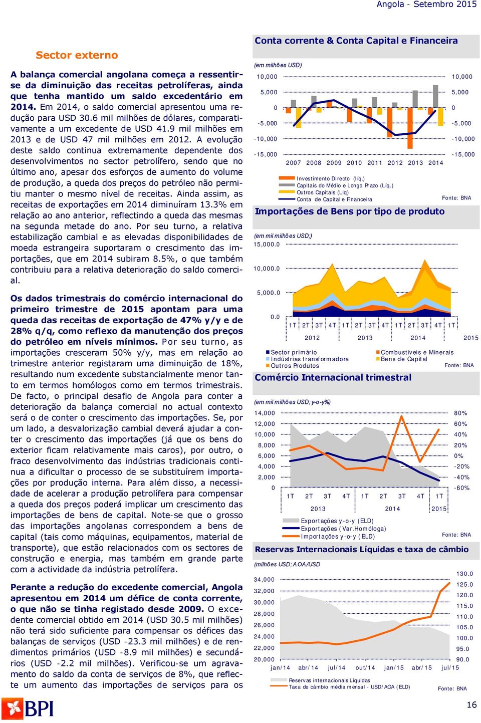 A evolução deste saldo continua extremamente dependente dos desenvolvimentos no sector petrolífero, sendo que no último ano, apesar dos esforços de aumento do volume de produção, a queda dos preços