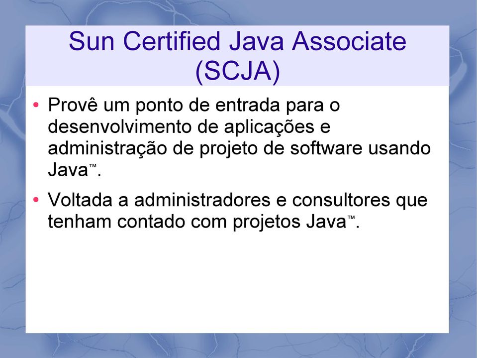 administração de projeto de software usando Java.