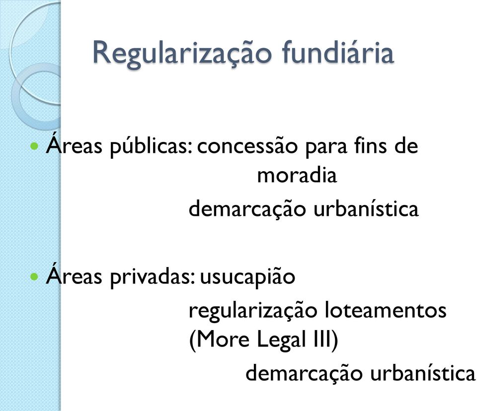 urbanística Áreas privadas: usucapião