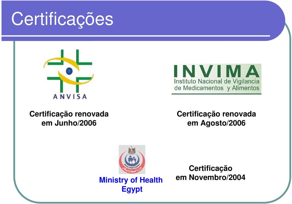 em Agosto/2006 Ministry of Health