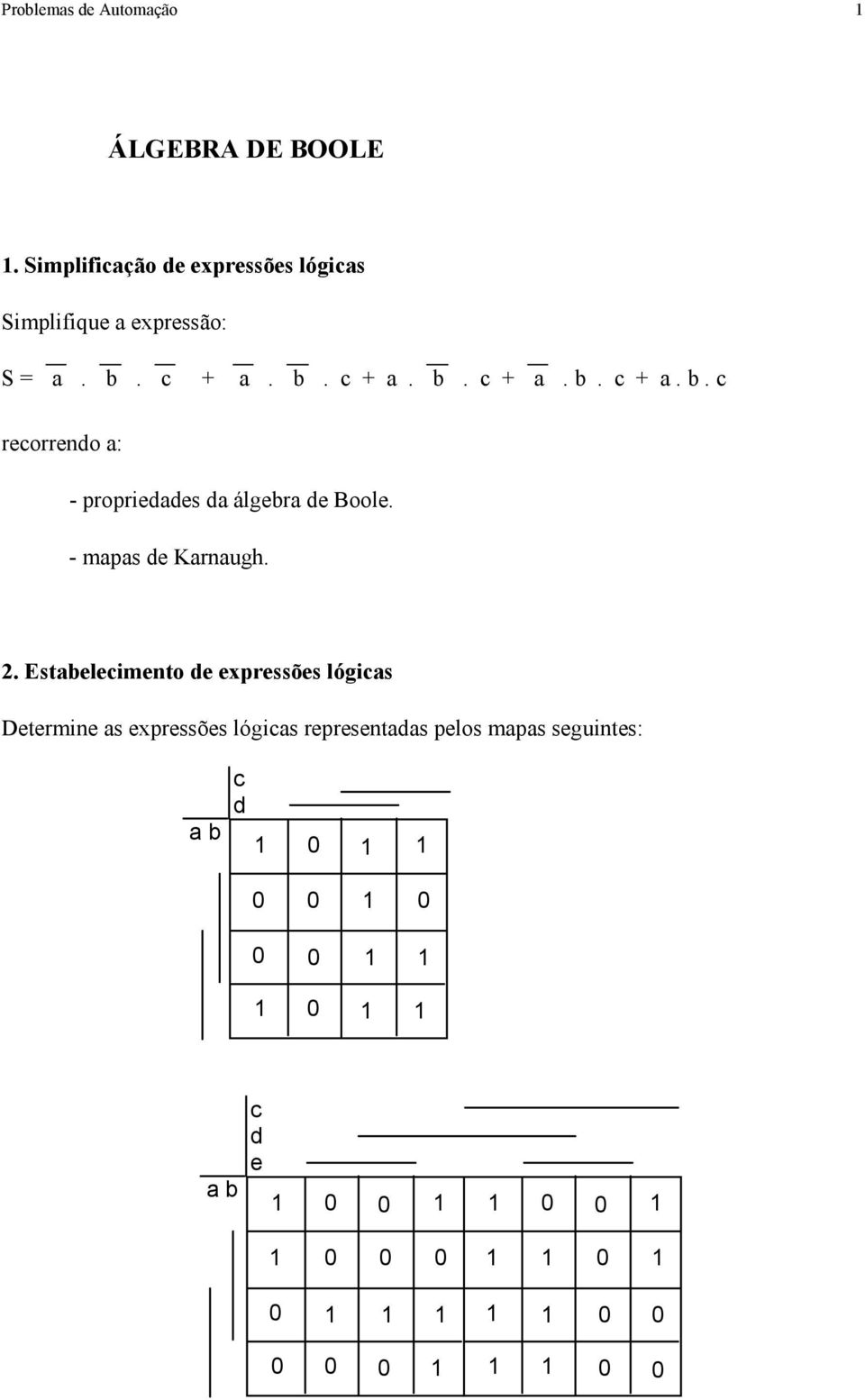 - mapas de Karnaugh. 2.