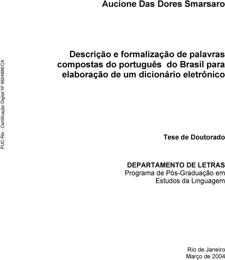 dicionário eletrônico Tese de Doutorado DEPARTAMENTO DE LETRAS