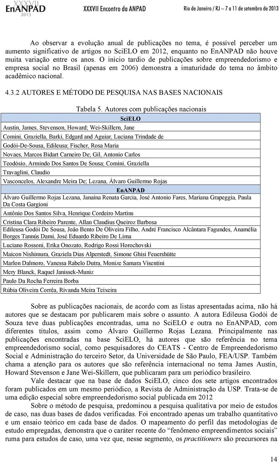 2 AUTORES E MÉTODO DE PESQUISA NAS BASES NACIONAIS Tabela 5.