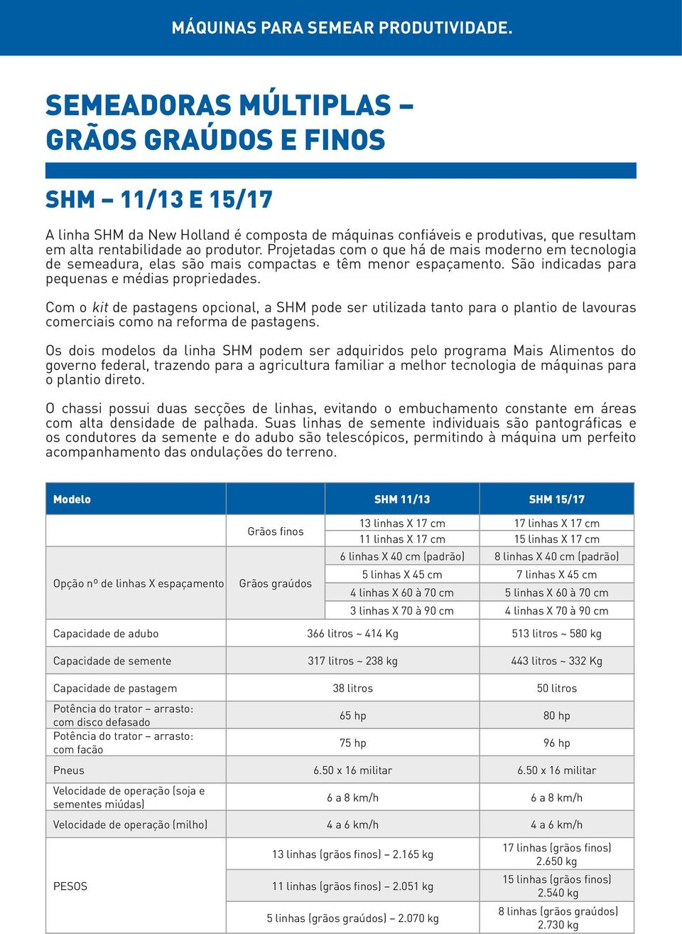 Projetadas com o que há de mais moderno em tecnologia de semeadura, elas são mais compactas e têm menor espaçamento. São indicadas para pequenas e médias propriedades.