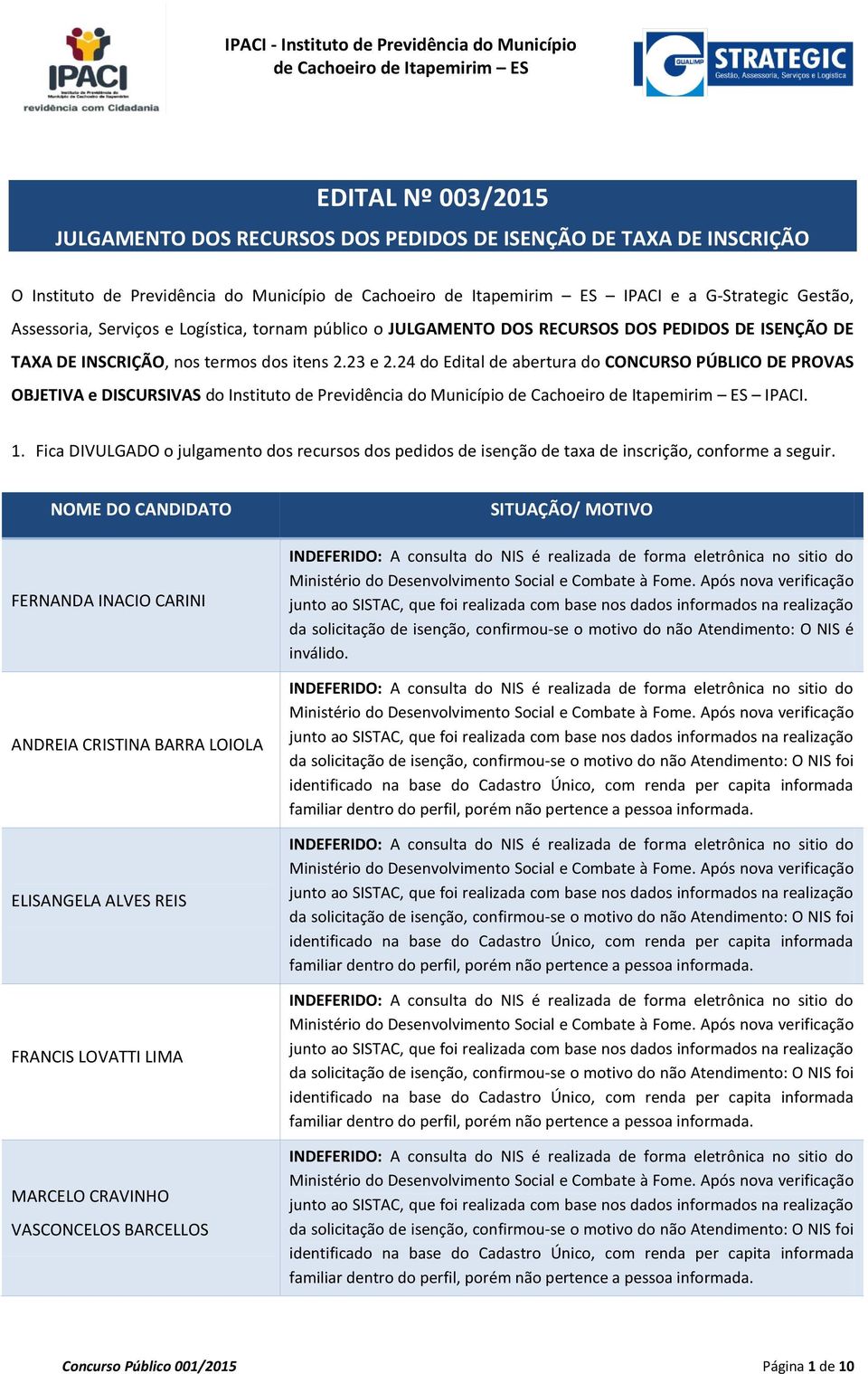 24 do Edital de abertura do CONCURSO PÚBLICO DE PROVAS OBJETIVA e DISCURSIVAS do Instituto de Previdência do Município IPACI. 1.