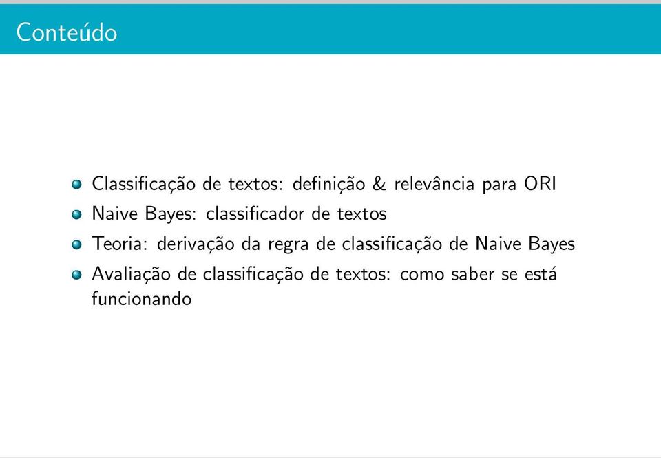 derivação da regra de classificação de Naive Bayes